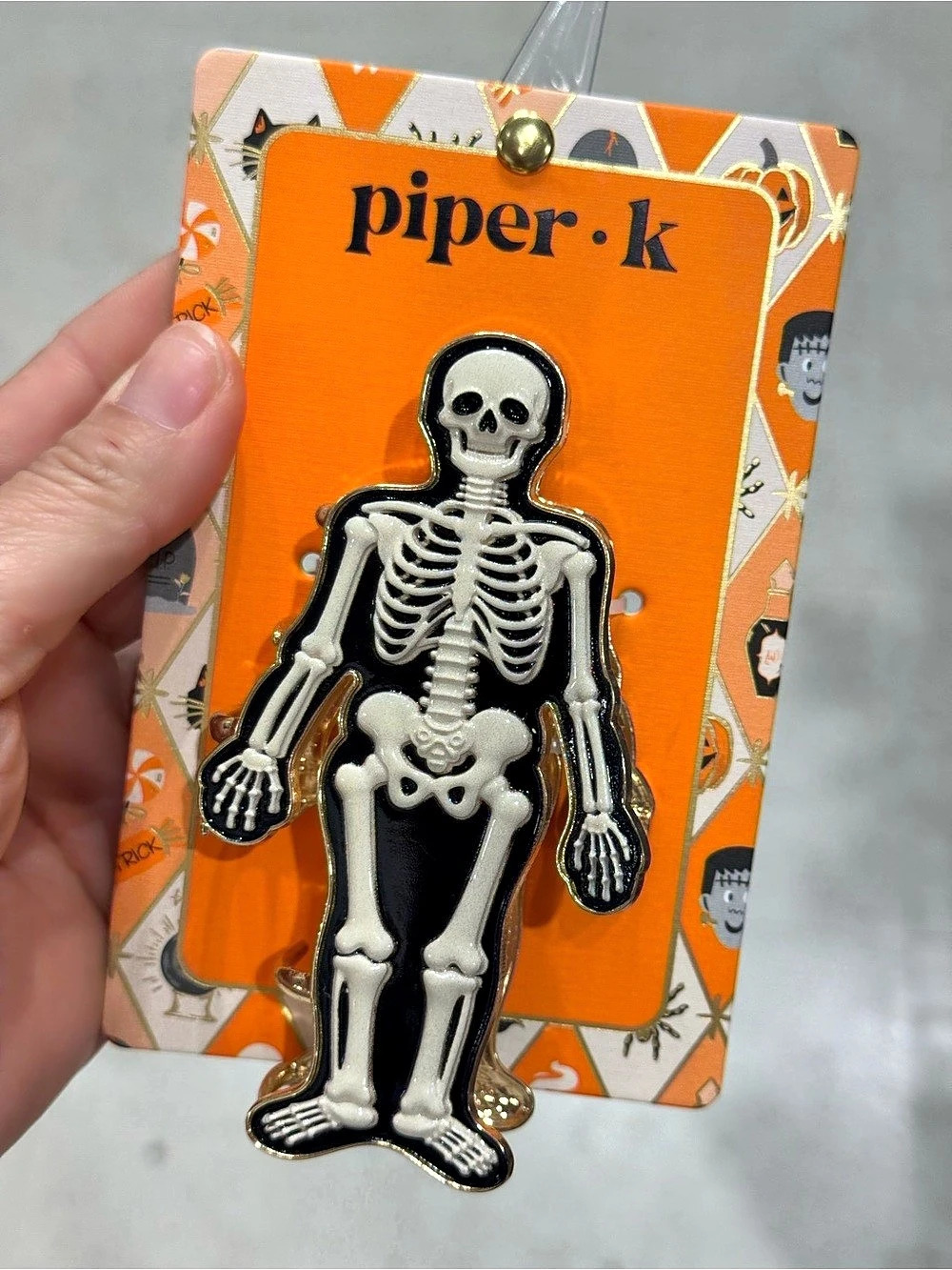 Piper K Skeleton Hair Claw Clip Black & White NWT